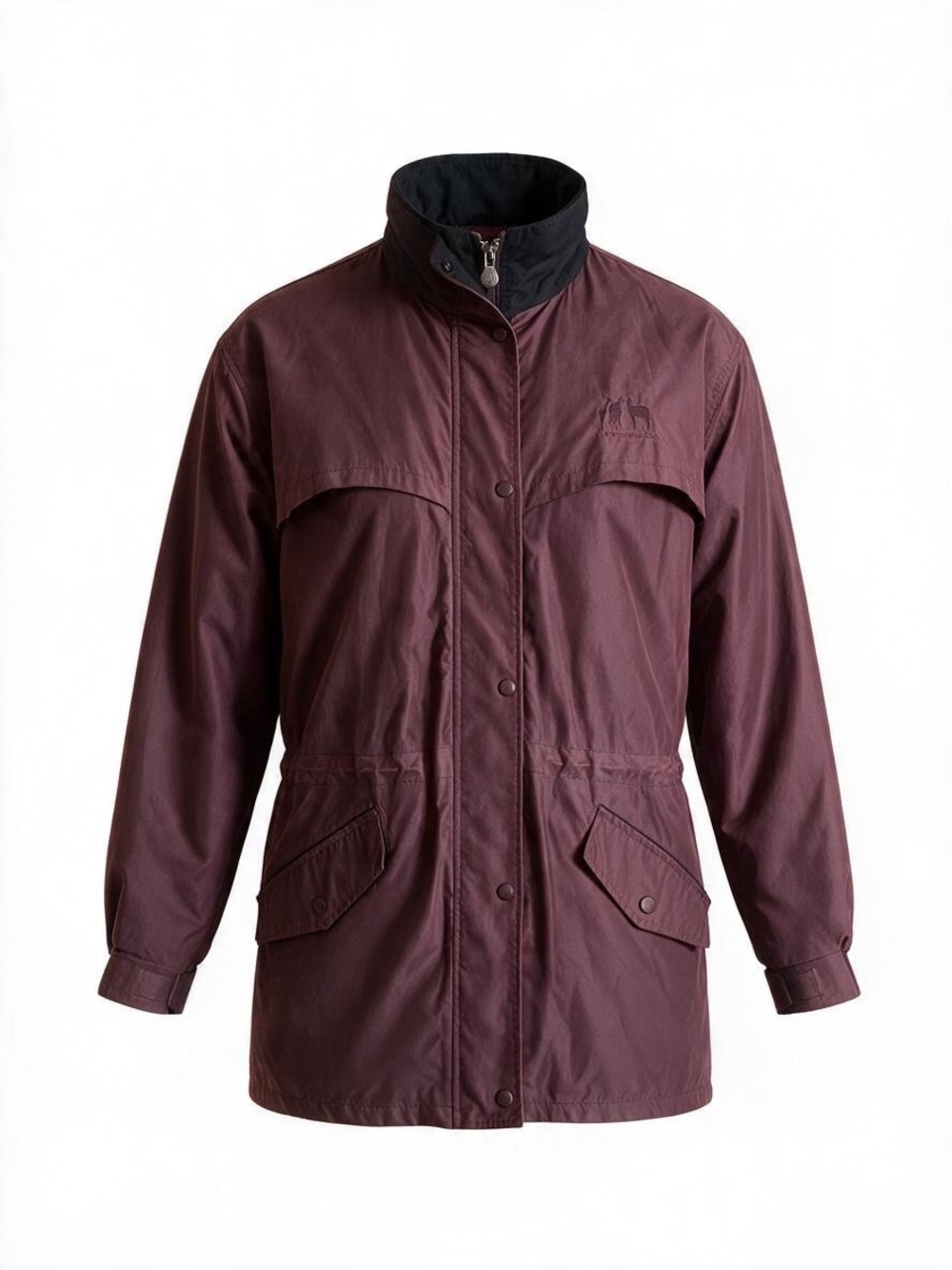 Men's Burgundy Raincoat with Contrast Collar - Classic Outdoor Protection